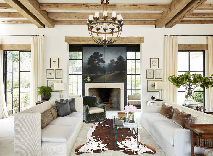 Tricolor X-Large European Cowhide Rug 6'8"H x 6'4"W #B12265 by Hudson Hides