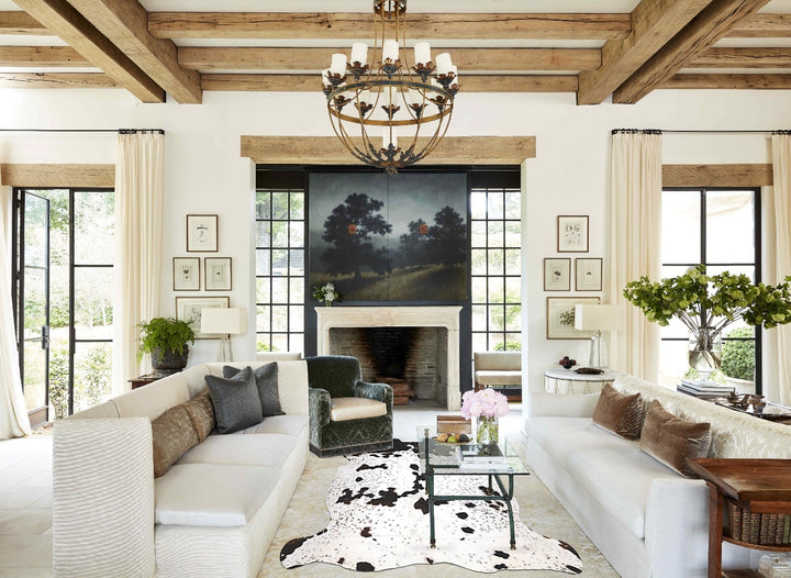 Tricolor X-Large European Cowhide Rug 6'7"H x 6'5"W #B12275 by Hudson Hides