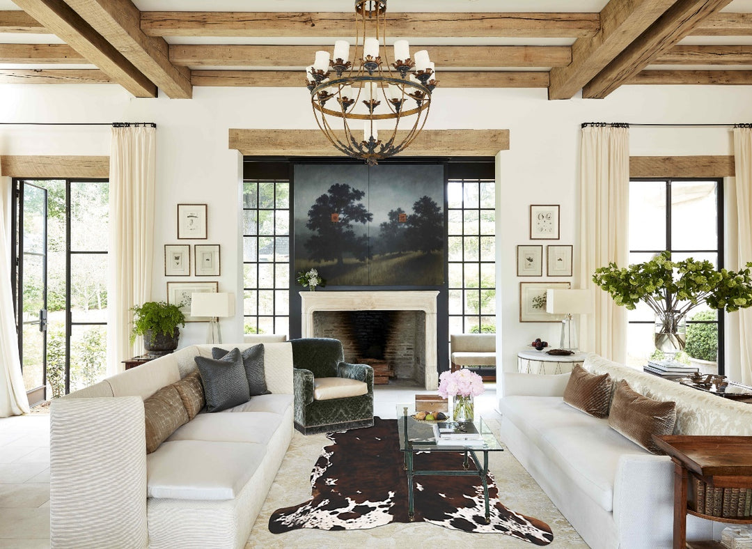 Tricolor X-Large European Cowhide Rug 6'11"H x 6'1"W #B12277 by Hudson