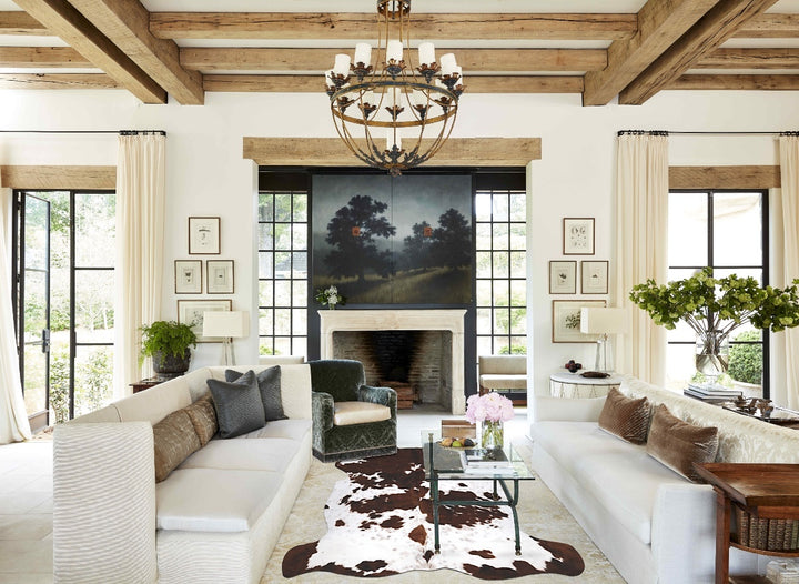 Tricolor X-Large European Cowhide Rug 6'8"H x 6'2"W #B12337 by Hudson Hides