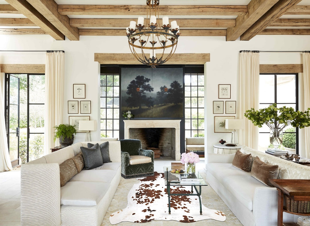 Tricolor X-Large European Cowhide Rug 6'8"H x 6'3"W #B12360 by Hudson