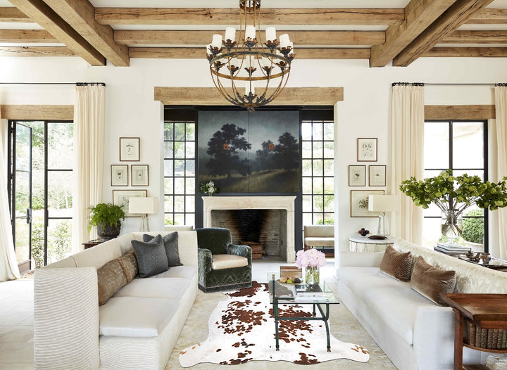 Tricolor X-Large European Cowhide Rug 6'8"H x 6'3"W #B12360 by Hudson Hides