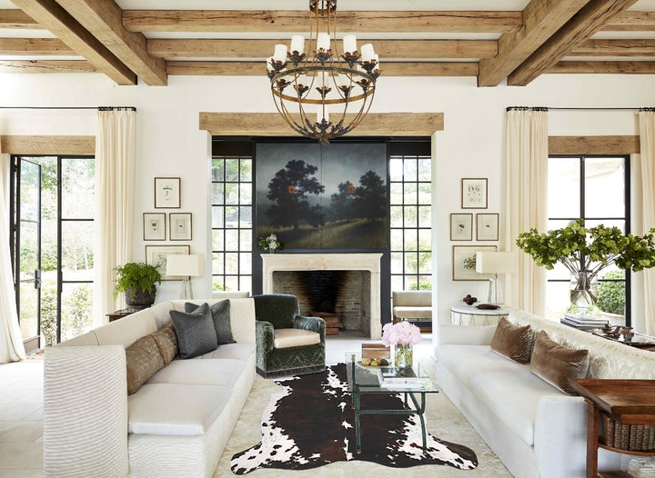 Tricolor X-Large European Cowhide Rug 6'10"H x 6'4"W #B12362 by Hudson Hides