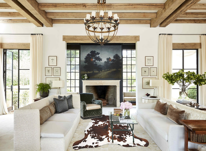 Tricolor X-Large European Cowhide Rug 6'11"H x 6'3"W #B12363 by Hudson Hides