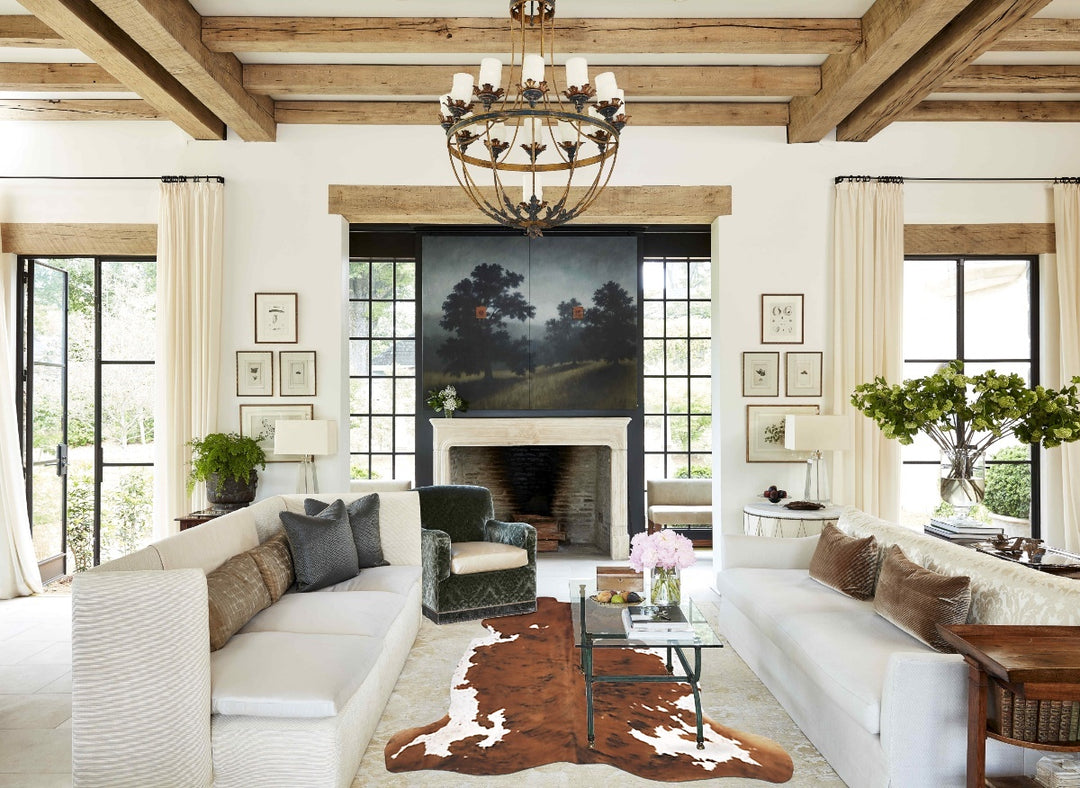 Tricolor X-Large European Cowhide Rug 6'8"H x 6'4"W #B12378 by Hudson