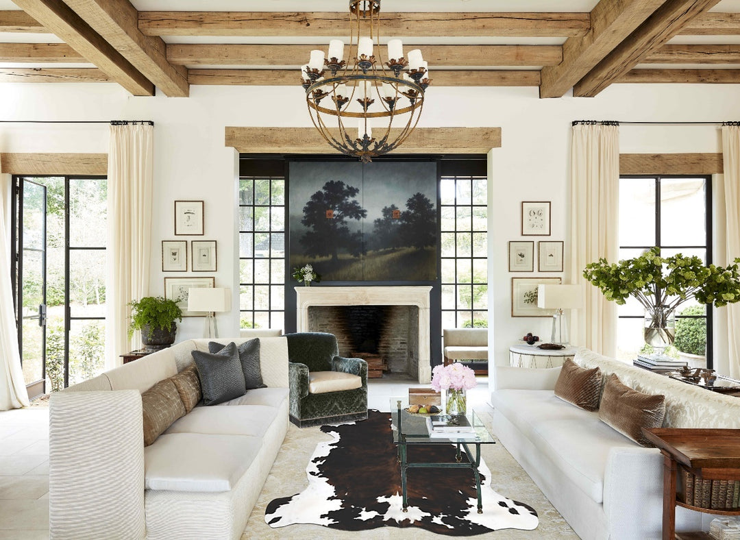 Tricolor X-Large European Cowhide Rug 6'8"H x 6'1"W #B12380 by Hudson