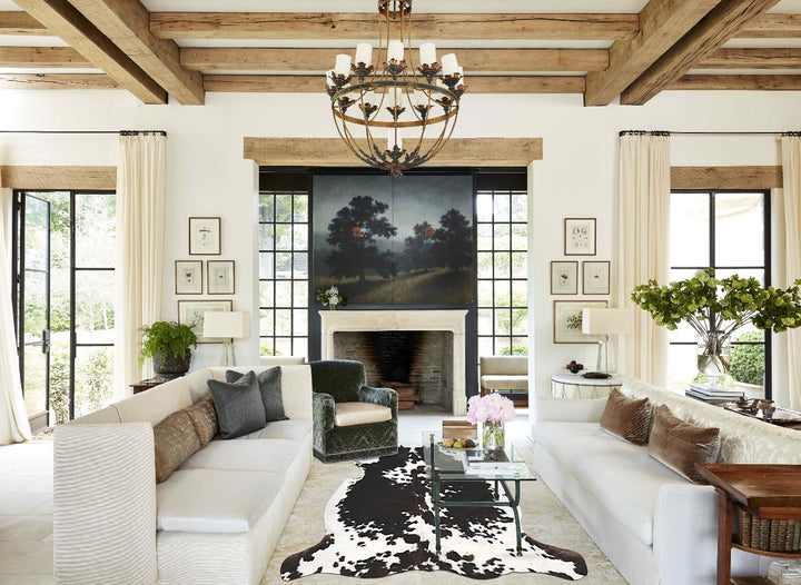 Tricolor X-Large European Cowhide Rug 6'6"H x 6'4"W #B12393 by Hudson Hides