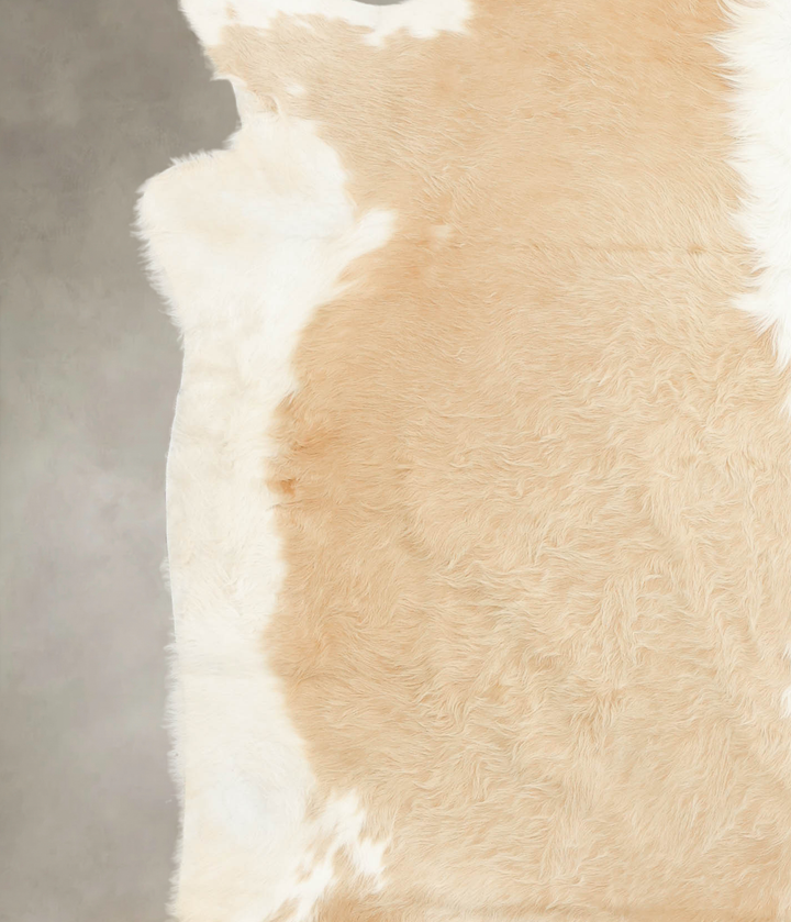 Beige and White X-Large Brazilian Cowhide Rug 6'9"H x 7'4"W #B1324 by Hudson Hides