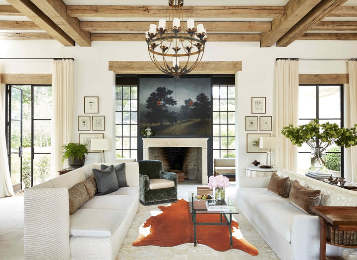 Brown and White Regular X-Large Brazilian Cowhide Rug 7'3"H x 5'10"W #B13313 by Hudson Hides