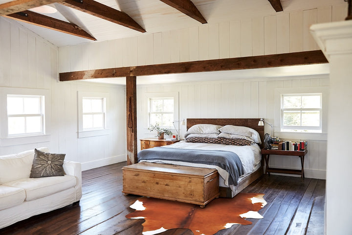 Brown and White Regular X-Large Brazilian Cowhide Rug 7'3"H x 5'10"W #B13313 by Hudson Hides