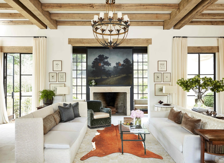 Brown and White Regular XX-Large Brazilian Cowhide Rug 7'8"H x 6'7"W #B13657 by Hudson Hides