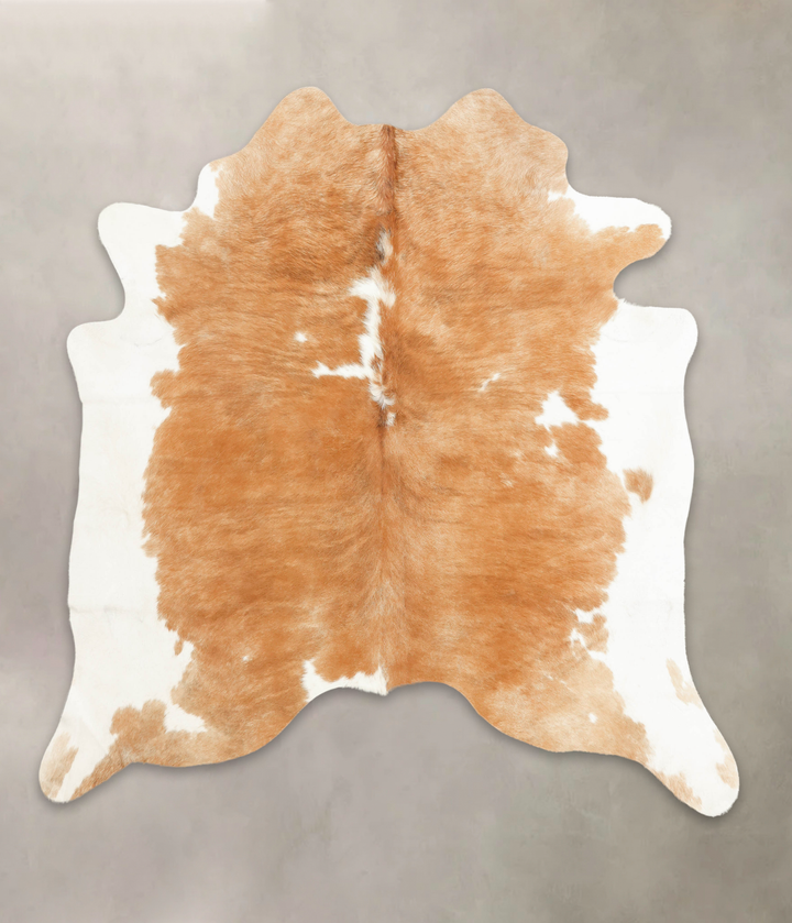 Beige and White X-Large Brazilian Cowhide Rug 7'2"H x 6'9"W #B1380 by Hudson Hides