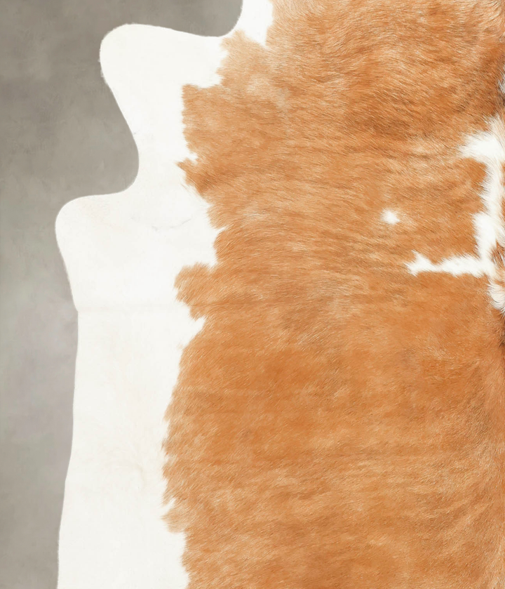Beige and White X-Large Brazilian Cowhide Rug 7'2"H x 6'9"W #B1380 by Hudson Hides