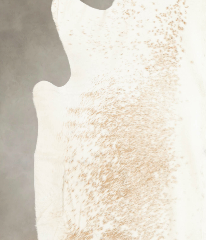 Beige and White X-Large Brazilian Cowhide Rug 6'11"H x 6'9"W #B1439 by Hudson Hides