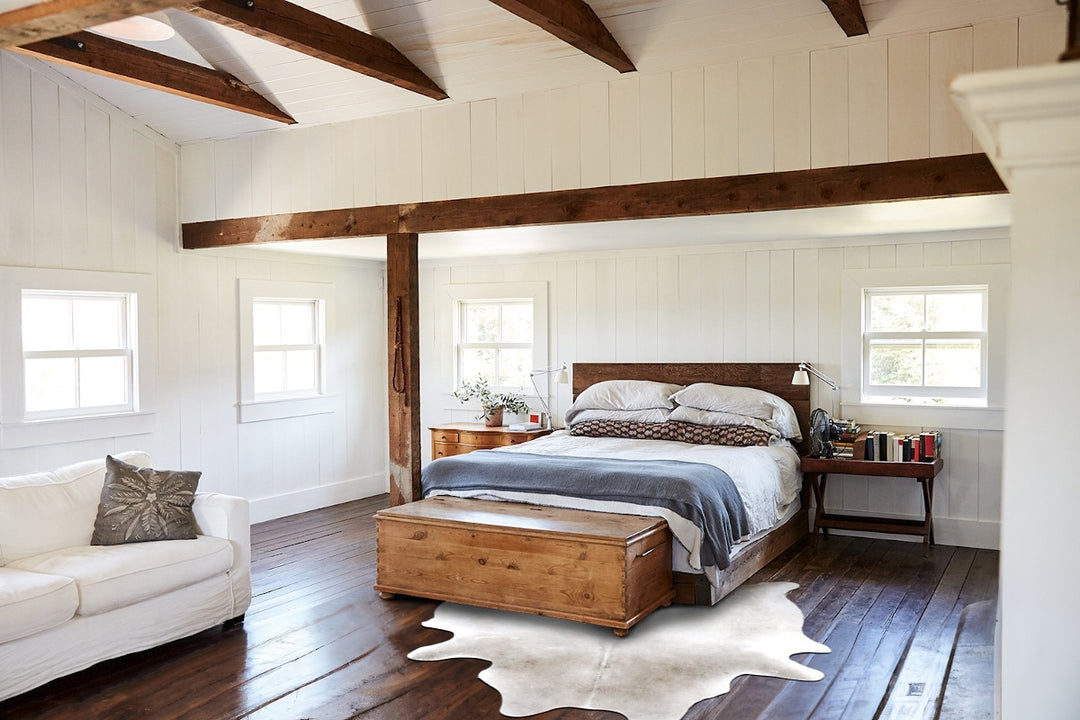 Medium Grey X-Large Brazilian Cowhide Rug 7'5"H x 6'5"W #B14896 by Hud