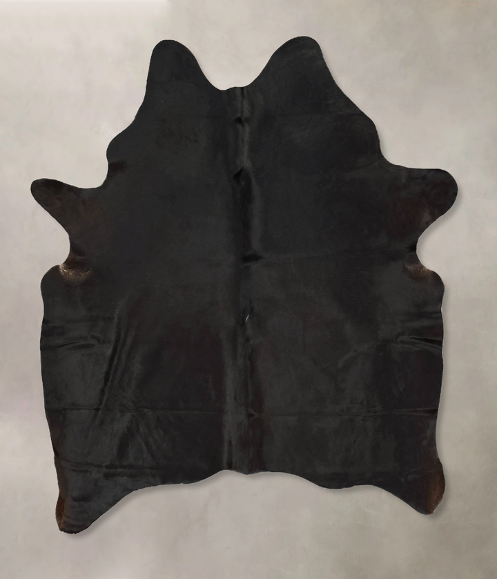 Solid Black Large Brazilian Cowhide Rug 6'5"H x 5'8"W #B14906 by Hudson Hides
