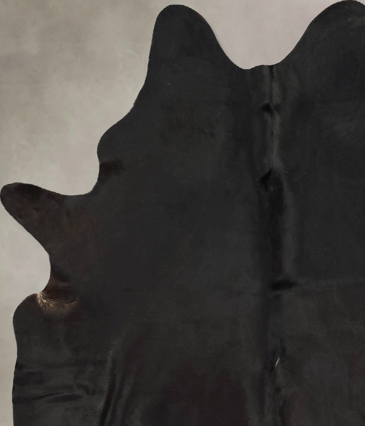 Solid Black Large Brazilian Cowhide Rug 6'5"H x 5'8"W #B14906 by Hudson Hides