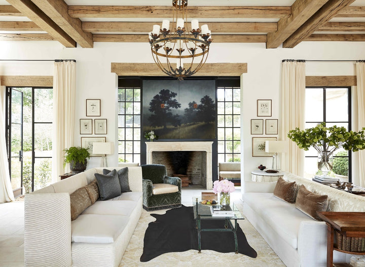 Solid Black Large Brazilian Cowhide Rug 6'5"H x 5'8"W #B14906 by Hudson Hides