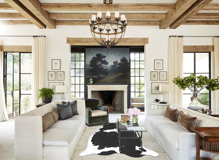 Black and White X-Large Brazilian Cowhide Rug 7'9"H x 6'5"W #B14936 by Hudson Hides