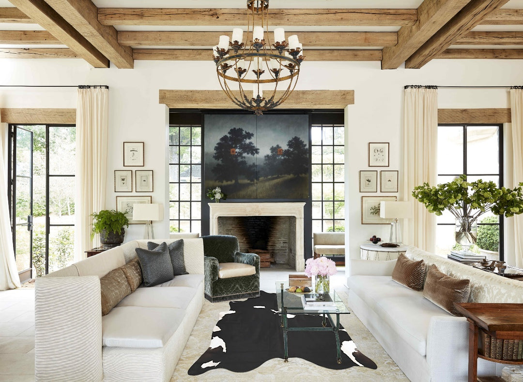 Black and White X-Large Brazilian Cowhide Rug 7'1"H x 6'5"W #B15254 by