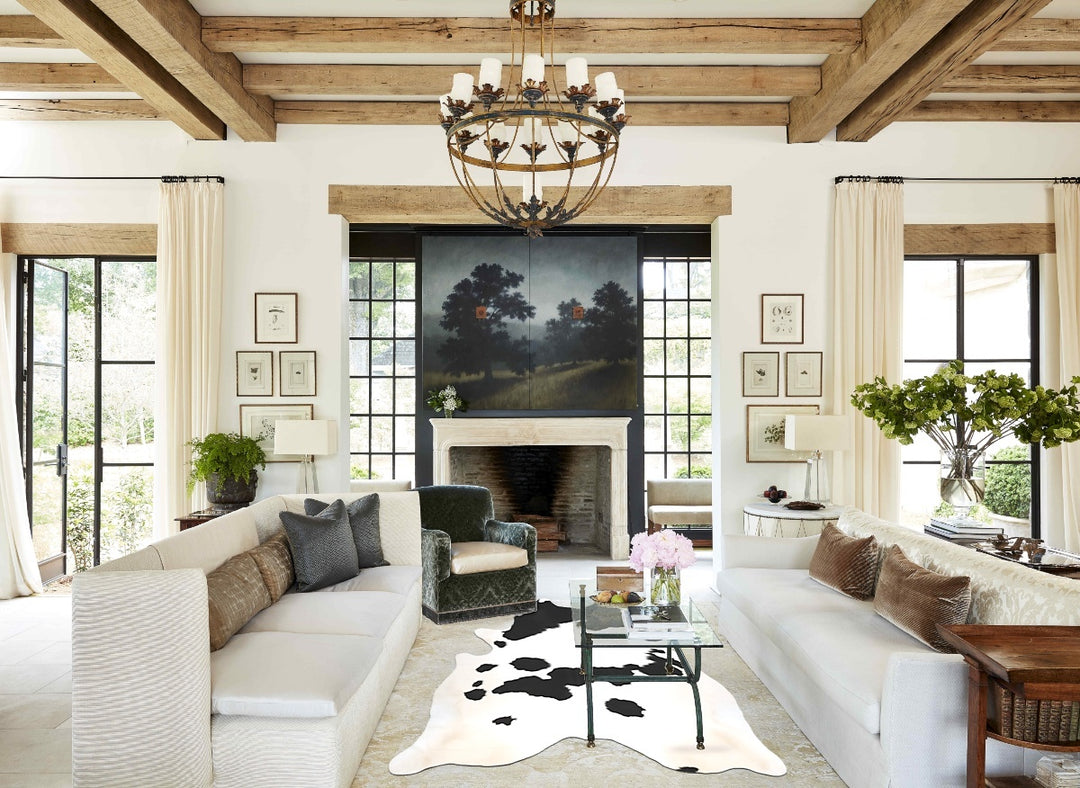 Black and White X-Large Brazilian Cowhide Rug 7'7"H x 6'3"W #B15377 by