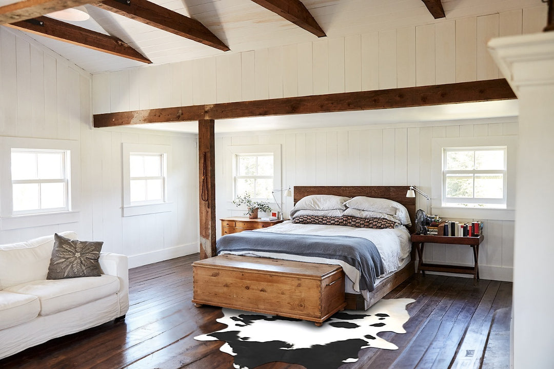 Black and White X-Large Brazilian Cowhide Rug 7'7"H x 6'3"W #B15377 by