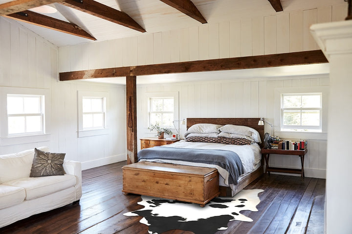 Black and White X-Large Brazilian Cowhide Rug 7'7"H x 6'3"W #B15377 by Hudson Hides