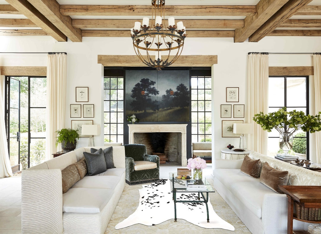 Black and White XX-Large Brazilian Cowhide Rug 8'4"H x 7'1"W #B15439 b