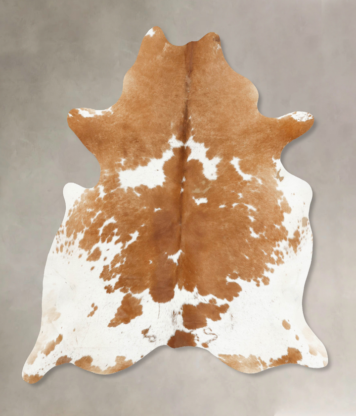 Beige and White X-Large Brazilian Cowhide Rug 7'4"H x 6'4"W #B15751 by Hudson Hides