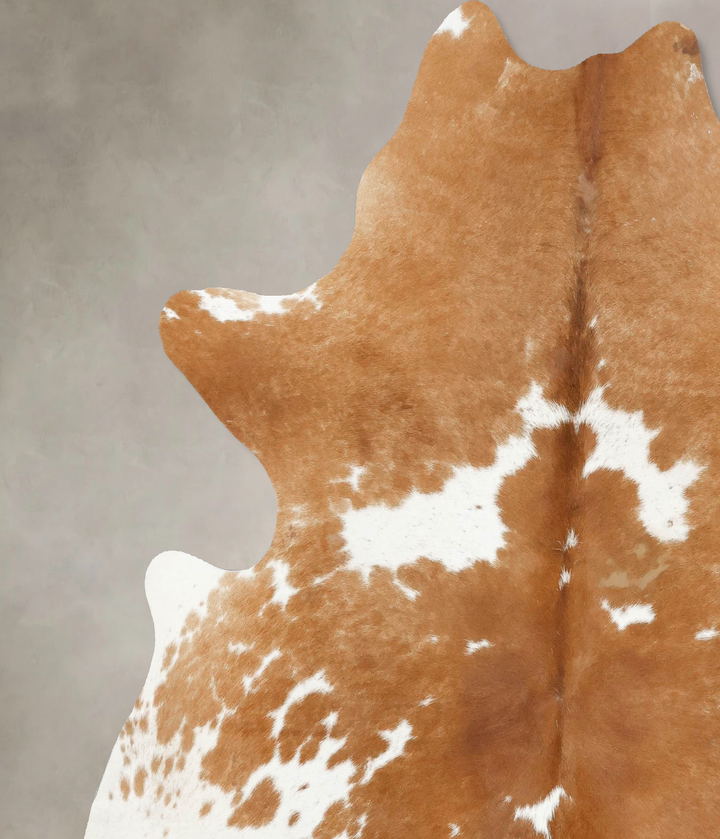 Beige and White X-Large Brazilian Cowhide Rug 7'4"H x 6'4"W #B15751 by Hudson Hides