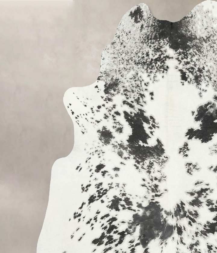 Salt and Pepper Black X-Large Brazilian Cowhide Rug 7'3"H x 6'7"W #B15818 by Hudson Hides