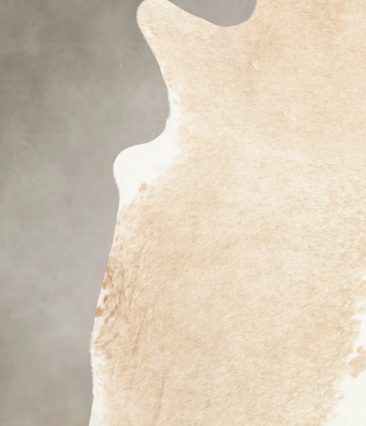 Beige and White XX-Large Brazilian Cowhide Rug 7'10"H x 7'1"W #B1596 by Hudson Hides
