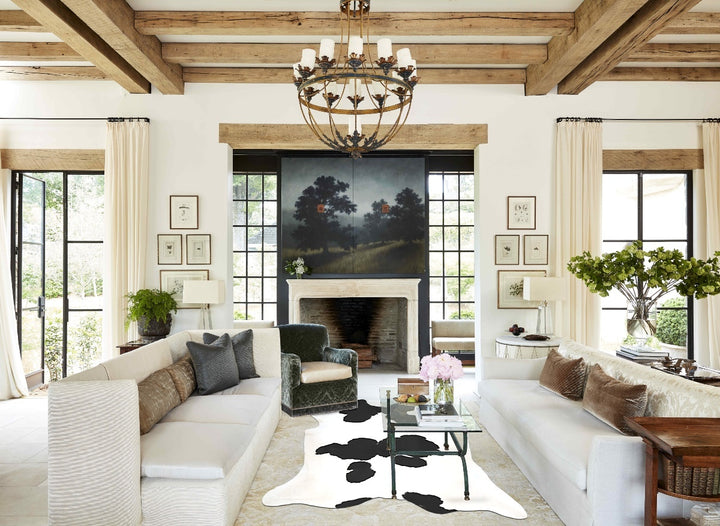 Black and White XX-Large Brazilian Cowhide Rug 8'5"H x 7'2"W #B16236 by Hudson Hides