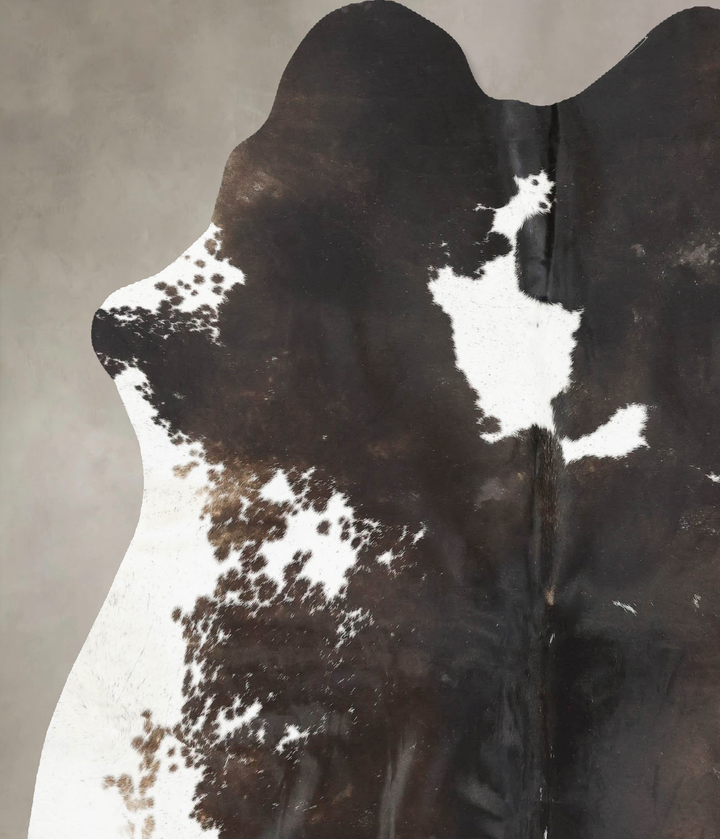 Chocolate and White X-Large Brazilian Cowhide Rug 7'1"H x 6'4"W #B16546 by Hudson Hides