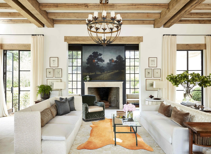 Beige X-Large Brazilian Cowhide Rug 7'1"H x 5'11"W #B16611 by Hudson Hides