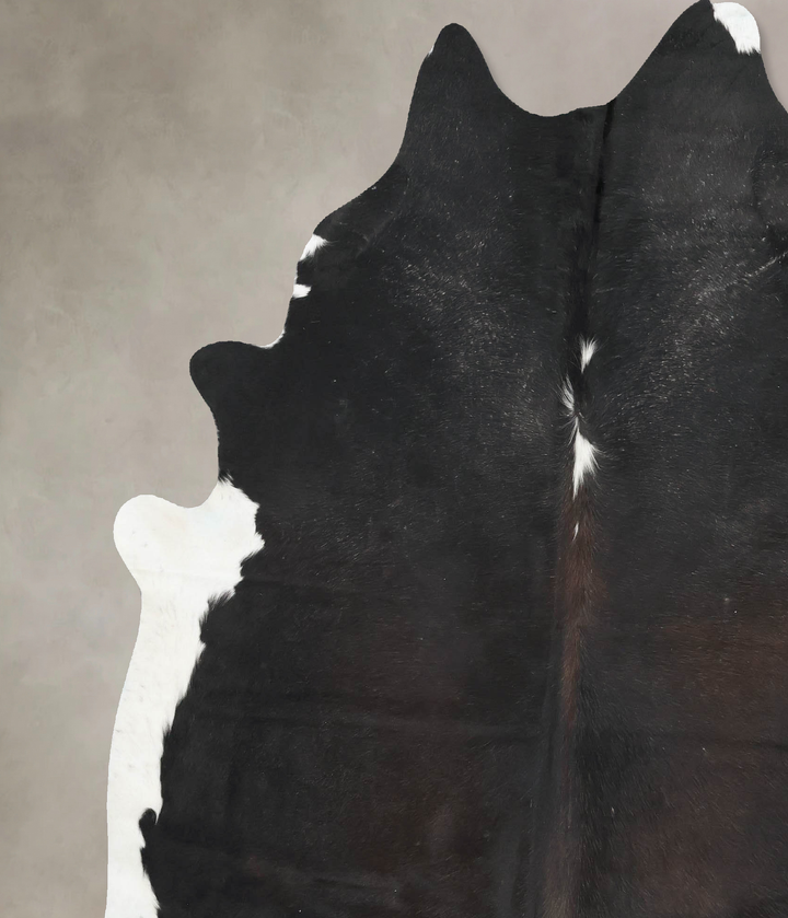 Chocolate and White X-Large Brazilian Cowhide Rug 7'6"H x 6'7"W #B16708 by Hudson Hides