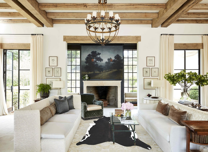 Chocolate and White X-Large Brazilian Cowhide Rug 7'6"H x 6'7"W #B16708 by Hudson Hides