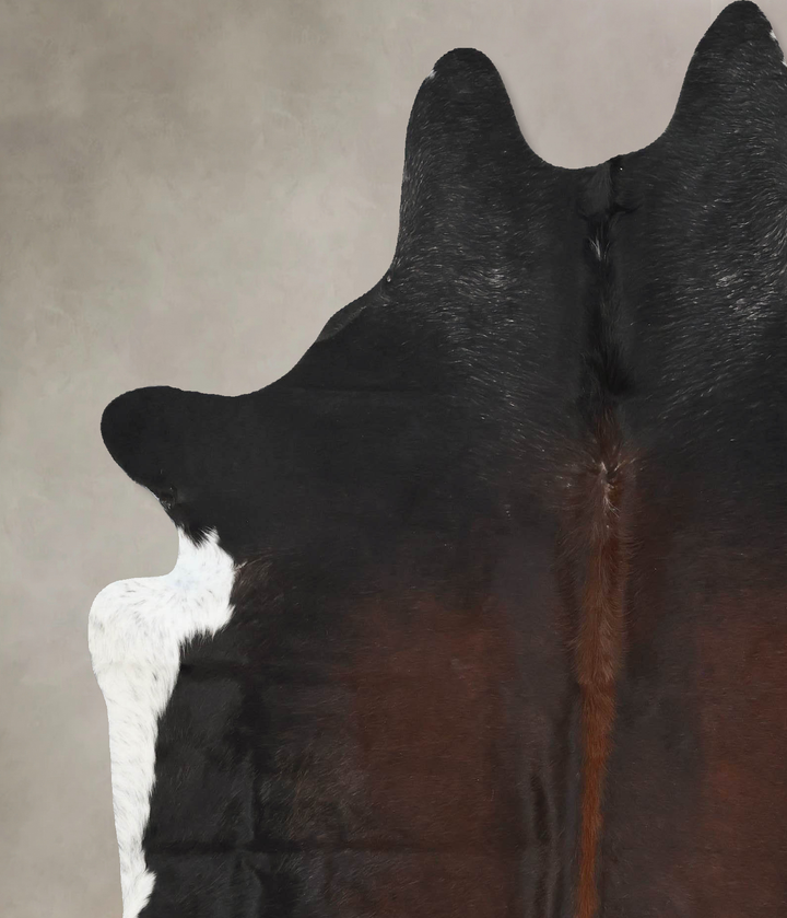 Chocolate and White X-Large Brazilian Cowhide Rug 7'2"H x 6'3"W #B16713 by Hudson Hides