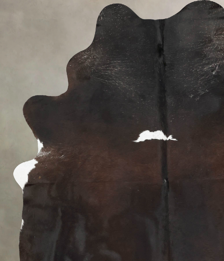 Chocolate and White X-Large Brazilian Cowhide Rug 7'5"H x 6'1"W #B16826 by Hudson Hides