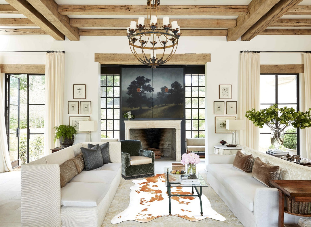 Beige and White XX-Large Brazilian Cowhide Rug 8'5"H x 7'3"W #B16903 b