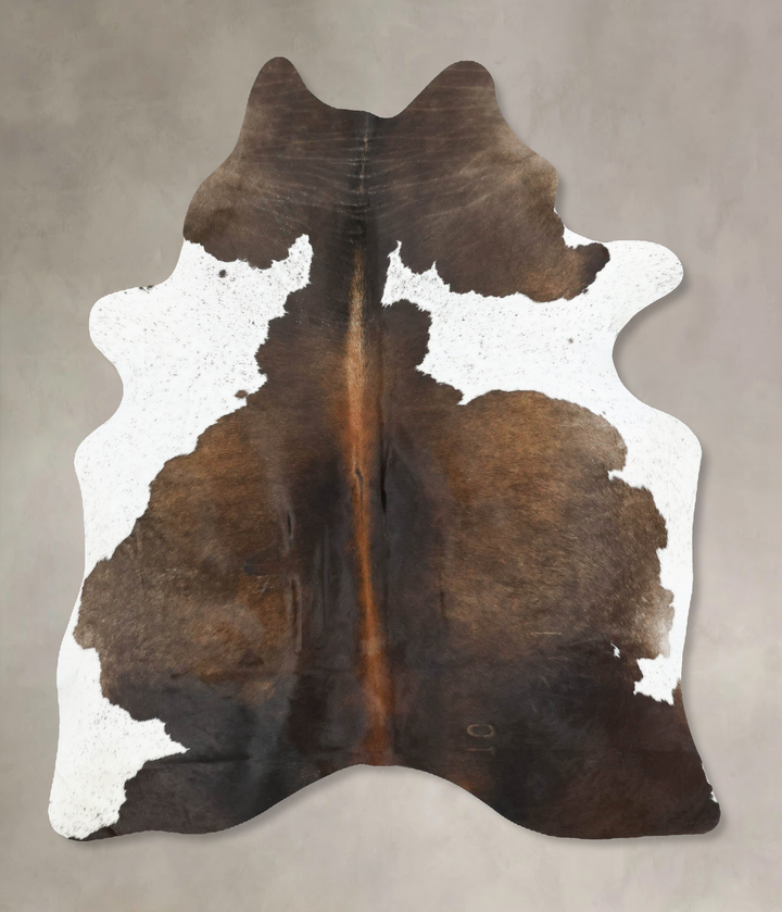 Chocolate and White Large Brazilian Cowhide Rug 6'10"H x 5'5"W #B16928 by Hudson Hides