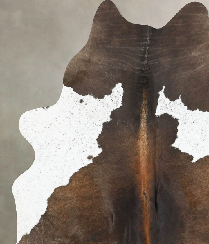 Chocolate and White Large Brazilian Cowhide Rug 6'10"H x 5'5"W #B16928 by Hudson Hides