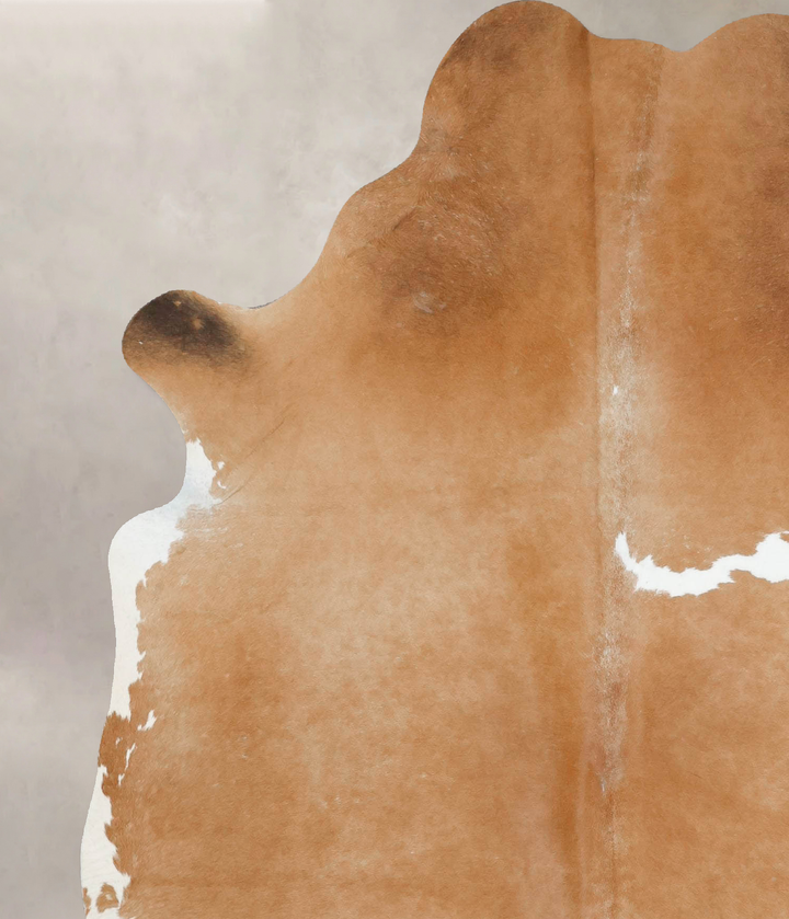 Beige and White X-Large Brazilian Cowhide Rug 7'3"H x 5'10"W #B17221 by Hudson Hides