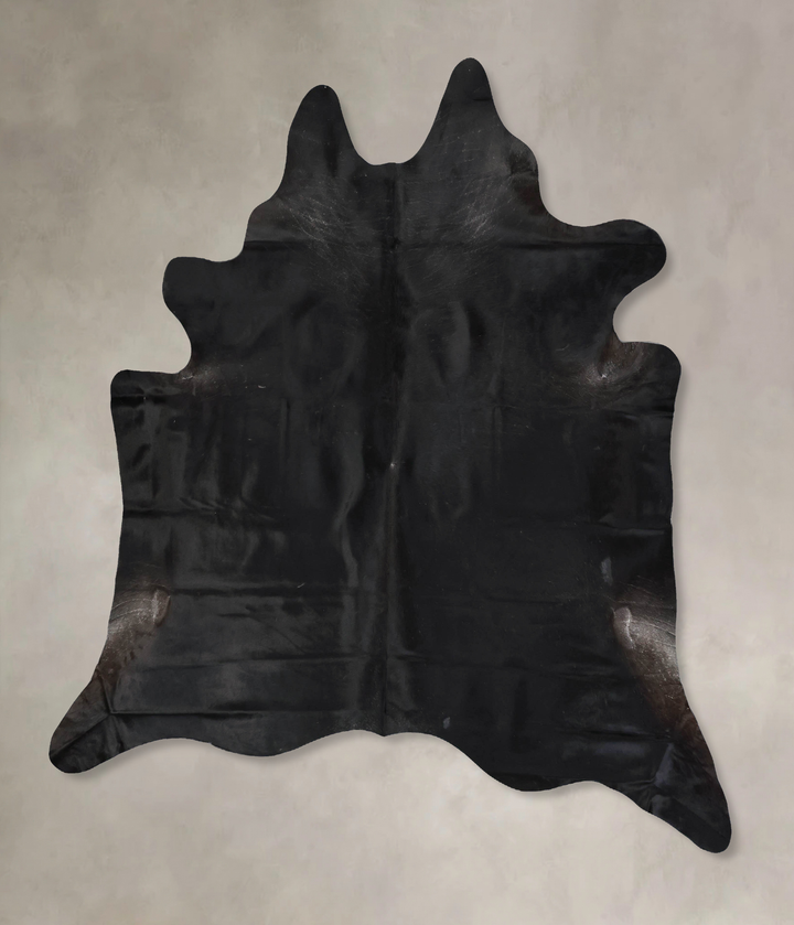 Solid Black XX-Large Brazilian Cowhide Rug 8'0"H x 7'4"W #B17368 by Hudson Hides