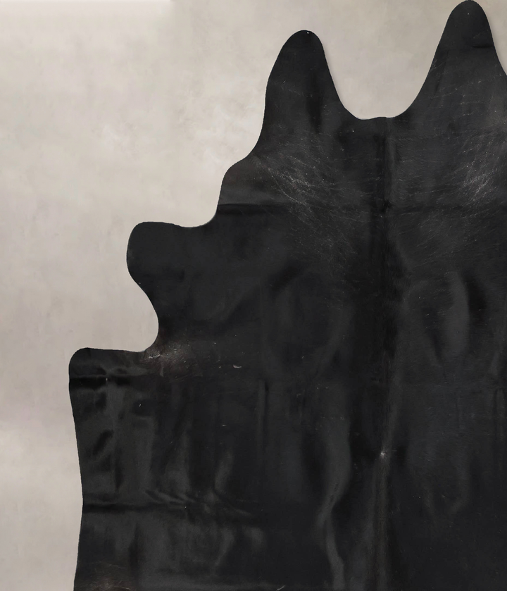Solid Black XX-Large Brazilian Cowhide Rug 8'0"H x 7'4"W #B17368 by Hudson Hides