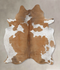 Beige and White Large Brazilian Cowhide Rug 6'11