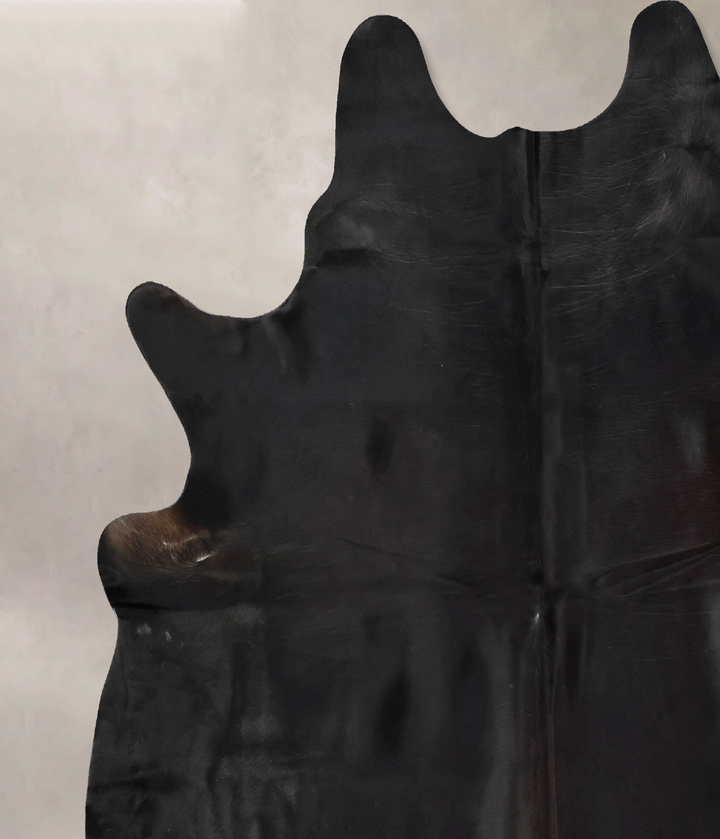 Solid Black XX-Large Brazilian Cowhide Rug 7'4"H x 6'11"W #B17525 by Hudson Hides