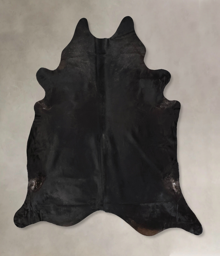 Solid Black XX-Large Brazilian Cowhide Rug 8'1"H x 7'5"W #B17599 by Hudson Hides