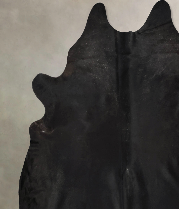Solid Black XX-Large Brazilian Cowhide Rug 8'1"H x 7'5"W #B17599 by Hudson Hides