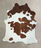 Brown and White Large Brazilian Cowhide Rug 7'0